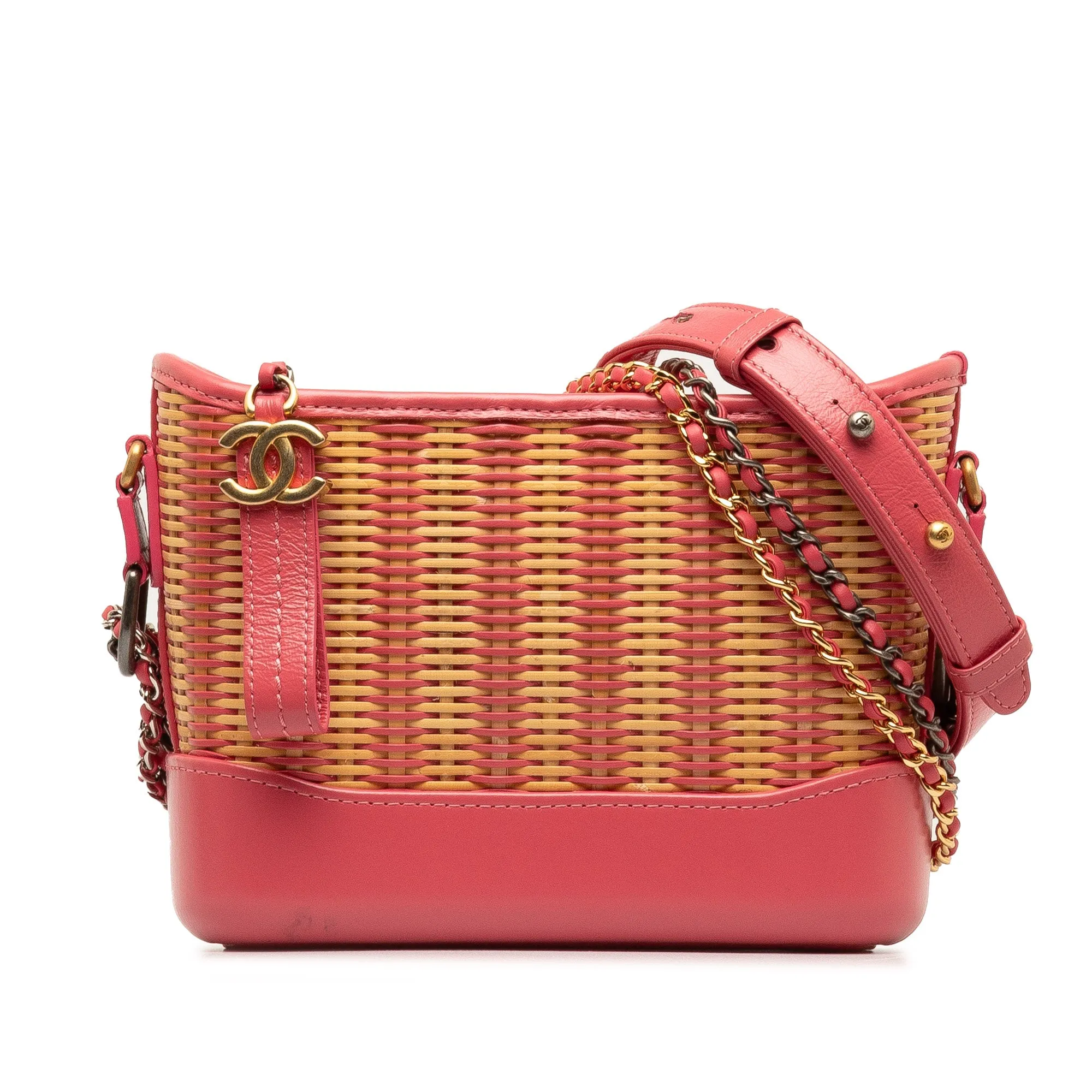 Pink Chanel Small Rattan Gabrielle Crossbody