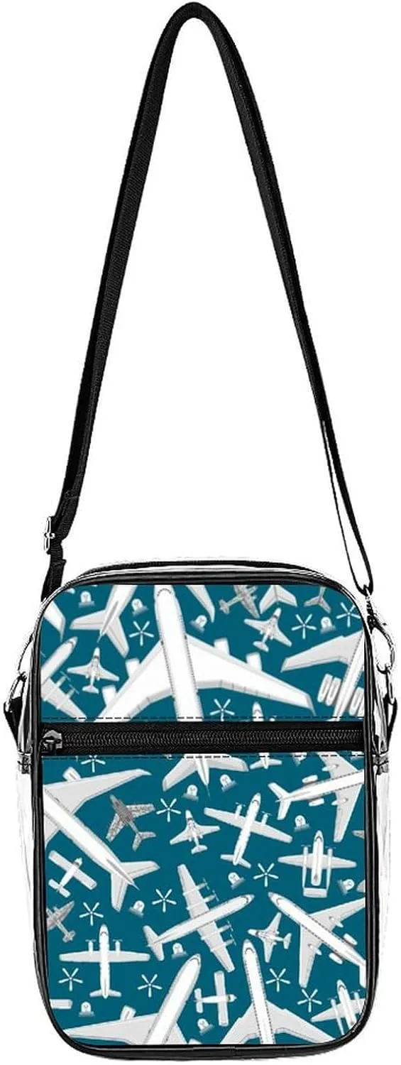 Plane Pattern Aircraft Airplane Jet Clear Stadium Crossbody Bags Adjustable Strap Shoulder Purse for Women and Men