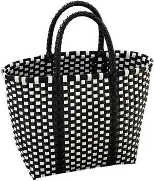 Pocadri Handwoven Tote Bag for Women Straw Purse PVC Summer Beach Bag Rattan Woven Cute Shopping Handbag Color Block