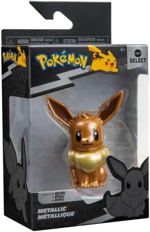 Pokemon Select Metallic Battle Action Figure - 3-inch Battle Figures with Special Metallic Finish (Eevee)