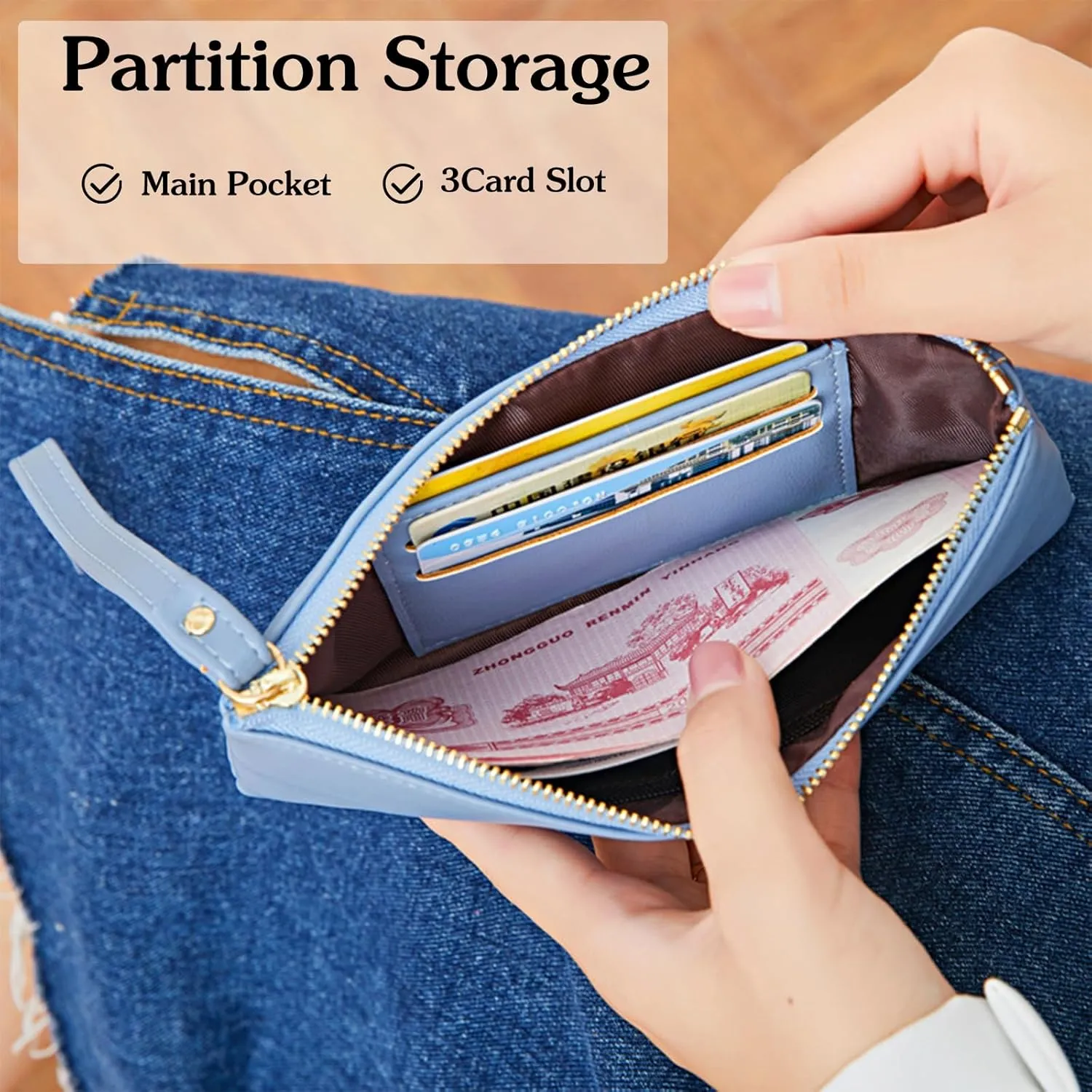 PORRASSO Wristlet Bag Touch Screen Phone Bag Portable Wallet Women's Clutch Purse PU Wallet Pink