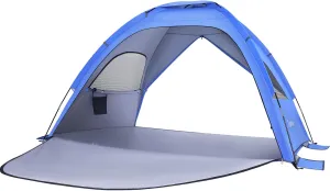 Portable Folding Beach Tent Double Doors UPF for Family Camping Lightweight and Ventilated Includes Storage Bags and Stakes Accommodates People Navy