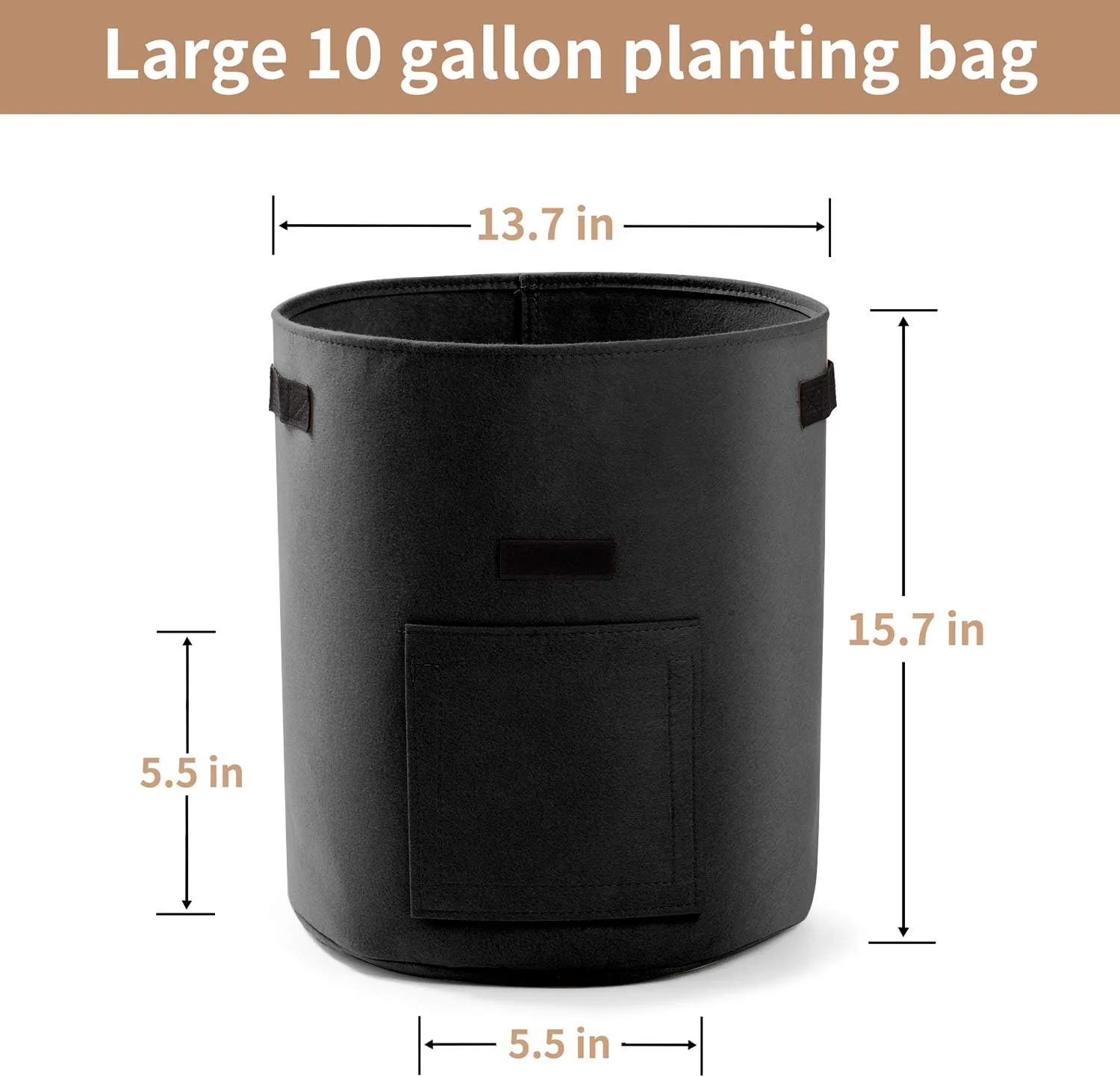 Potato Planter Bags 3-Pack 10 Gallons Grow Bags Aeration Tomato Plant Pots with Flap and Handles (Black)