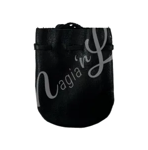 Pouch Leather Soft Black with Strap 2.75 X 3.5"