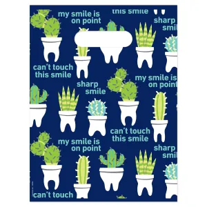 Practicon Cactus Teeth 9" x 12" Dental Giveaway Bag, Dental Hygiene Patient Care Goodie Bag, Dentist Office Plastic Gift Bags, 100 Pack