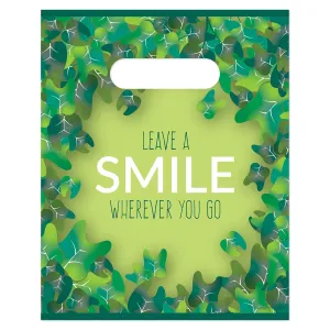 Practicon Leave a Smile 8" x 10" Dental Giveaway Bag, Dental Hygiene Patient Care Goodie Bag, Dentist Office Plastic Gift Bags, 100 Pack