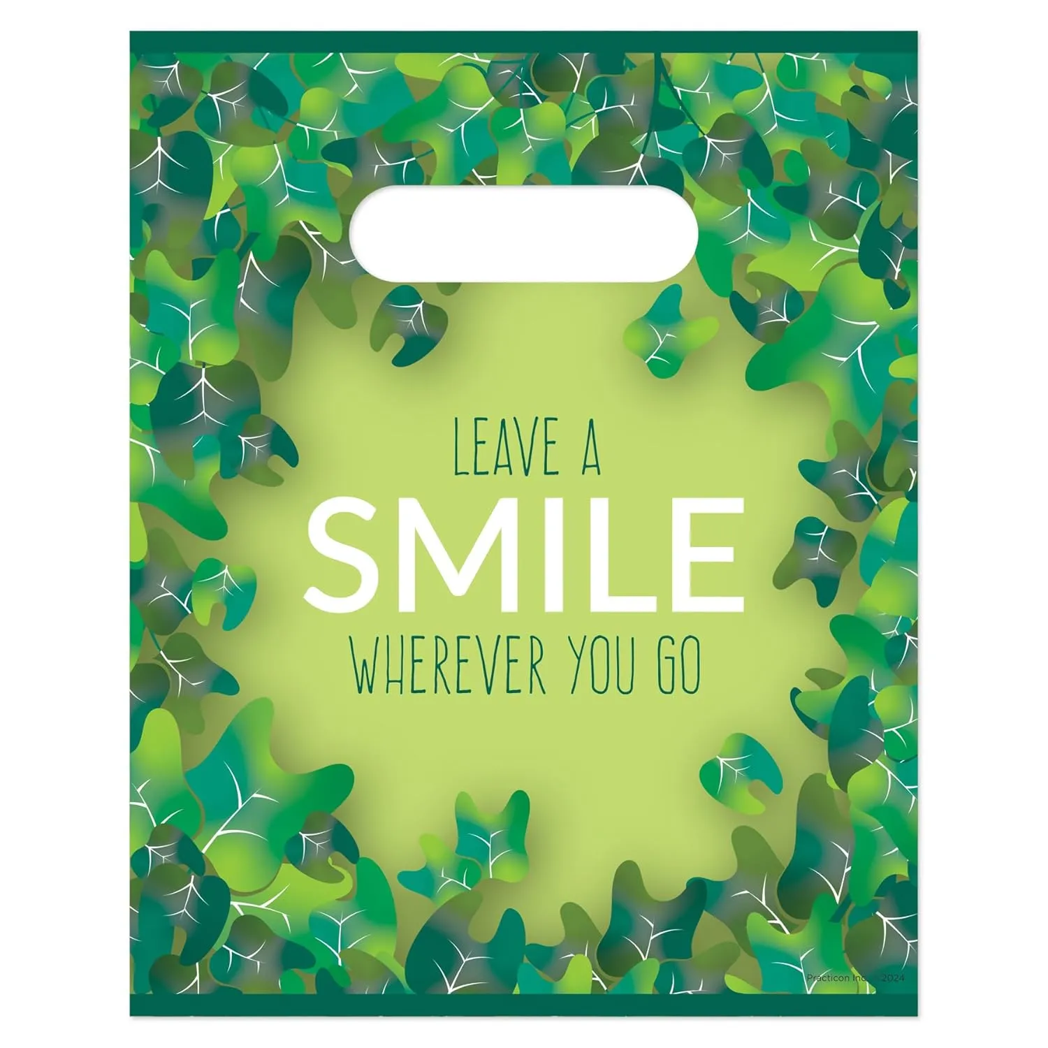 Practicon Leave a Smile 8" x 10" Dental Giveaway Bag, Dental Hygiene Patient Care Goodie Bag, Dentist Office Plastic Gift Bags, 100 Pack