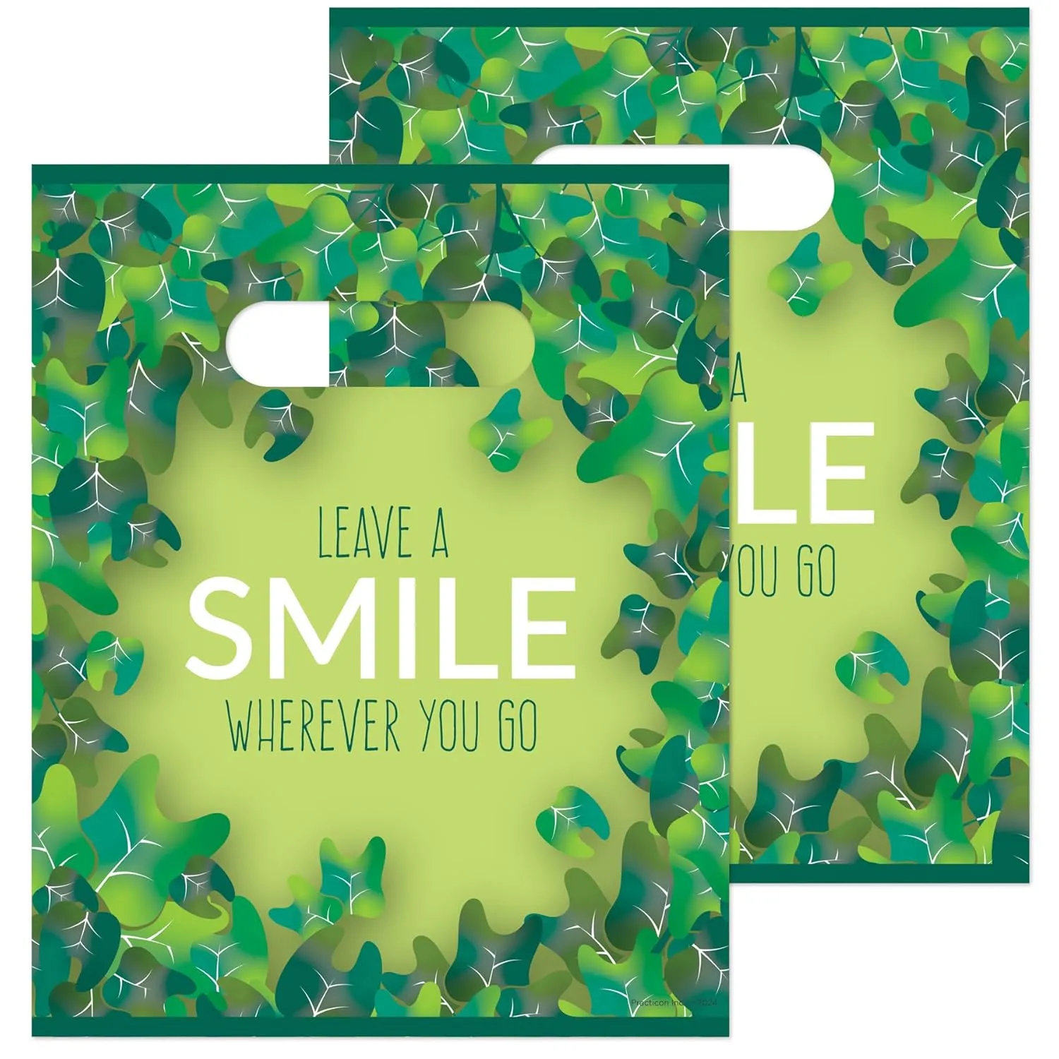 Practicon Leave a Smile 8" x 10" Dental Giveaway Bag, Dental Hygiene Patient Care Goodie Bag, Dentist Office Plastic Gift Bags, 100 Pack