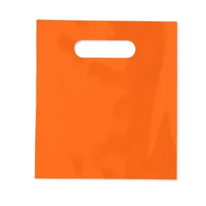 Practicon Plastic Merchandise Bag with Die Cut Handle, 7-3/4" x 9" Size, 2 Mil Bag, 100 Pack, Orange