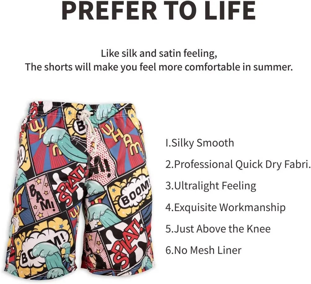 PREFER TO LIFE Men's Board Shorts, Quick Dry Swimwear Beach Holiday Party Bermuda Swim Big Pants …