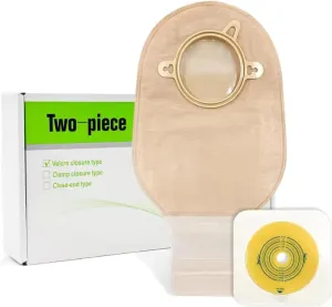 Premiers 21 PCS Colostomy Bags,Ostomy Supplies,Two Piece System Drainable Pouches up to 12"",Beige Ostomy Pouch with Closure for Ileostomy Stoma Care,Cut-to-Fit(15pcs Bags 6pcs Barrier)