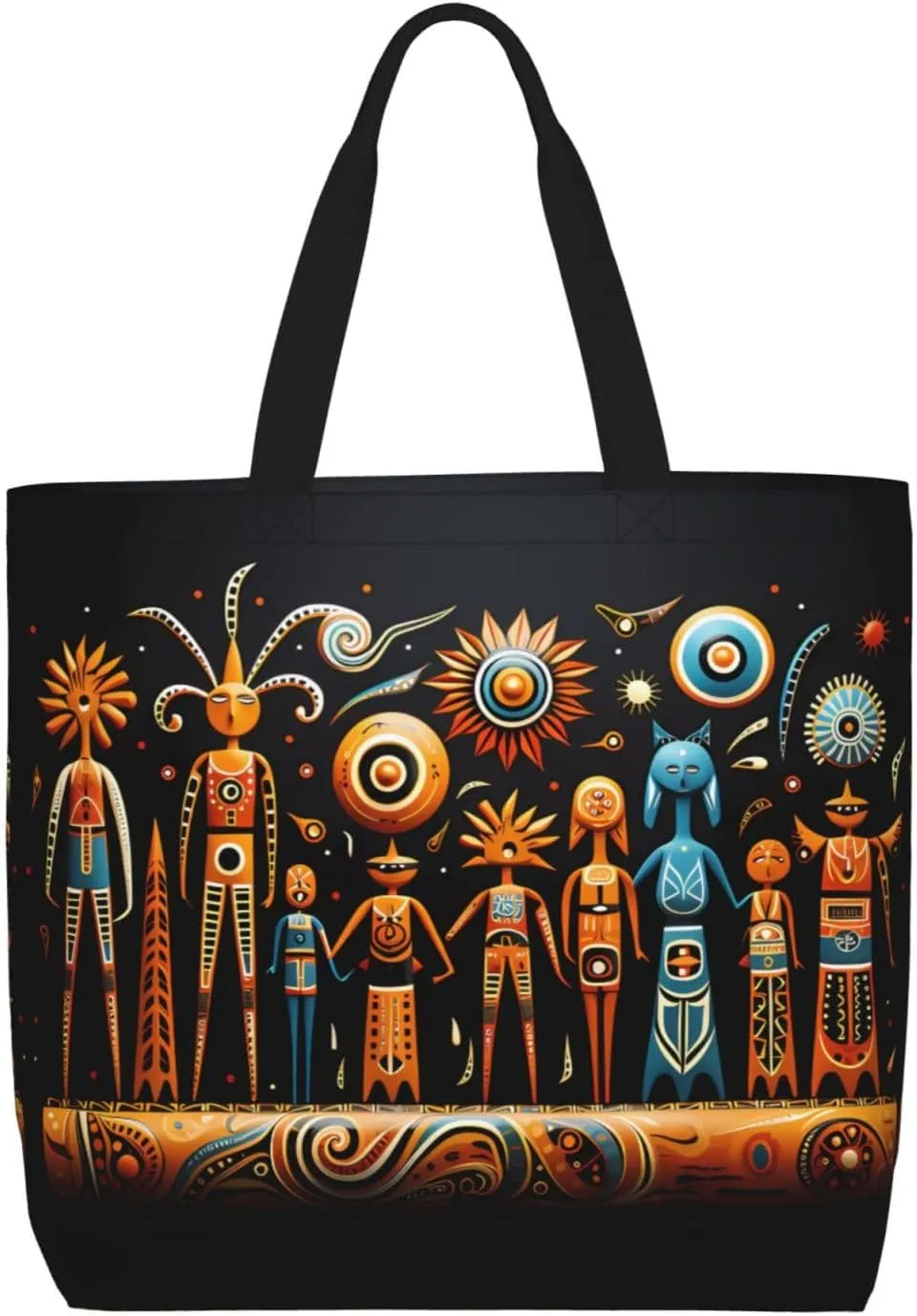 Primitive Totem Women's Casual Tote Bags, Reusable Tote Shoulder Bags, Multi-Function Large Capacity Shopping Bags