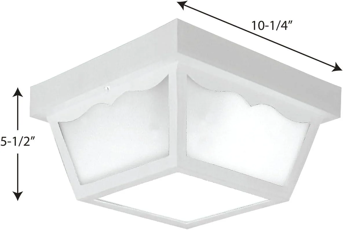 Progress Lighting P5745-30 Ceiling Mount Transitional Indoor Outdoor Close to Ceiling Flush Mount Light, 10.25-Inch Diameter x 5.5-Inch Height, 2-Light, White