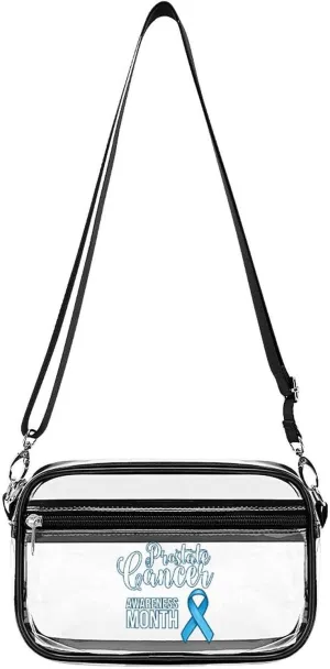 Prostate Cancer Awareness Blue Ribbon Clear Stadium Crossbody Bag Small Shoulder Purse Adjustable Strap Handbag for Women Men