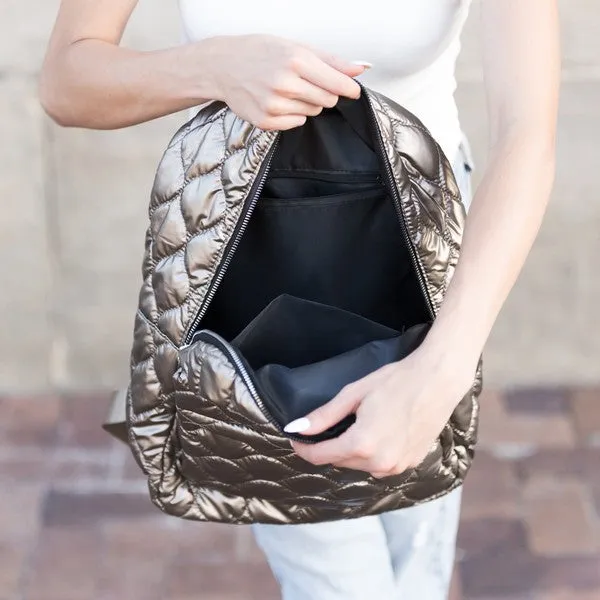 Puff Planet Quilted Metallic Puffer Backpack