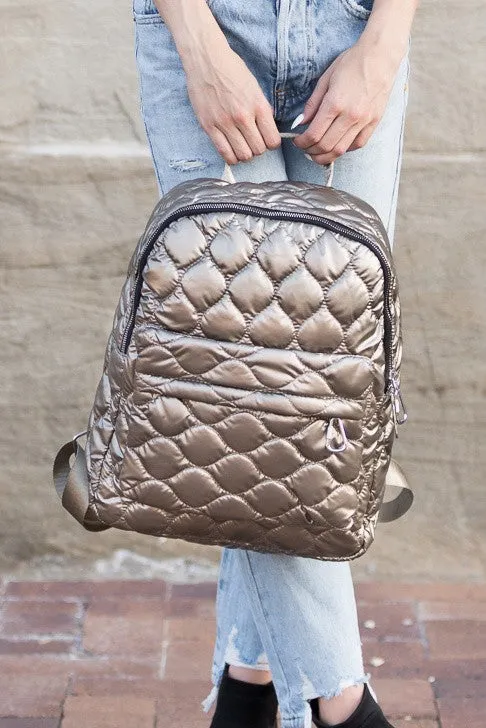 Puff Planet Quilted Metallic Puffer Backpack