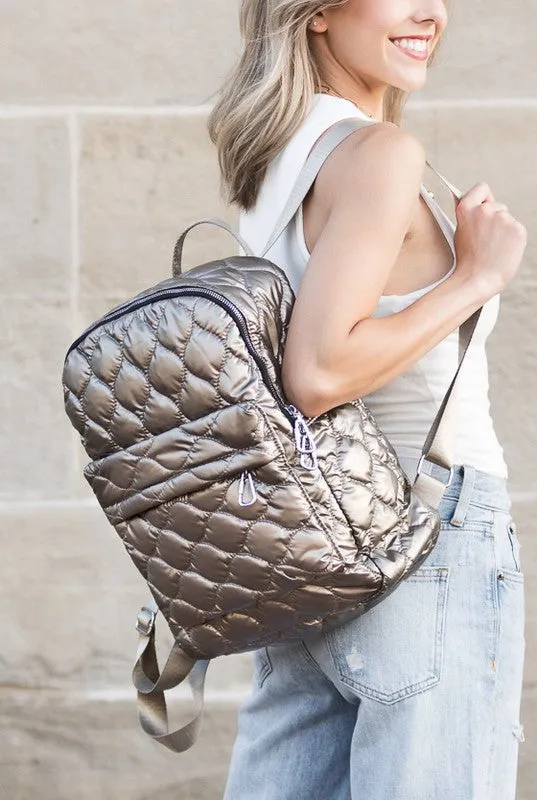 Puff Planet Quilted Metallic Puffer Backpack