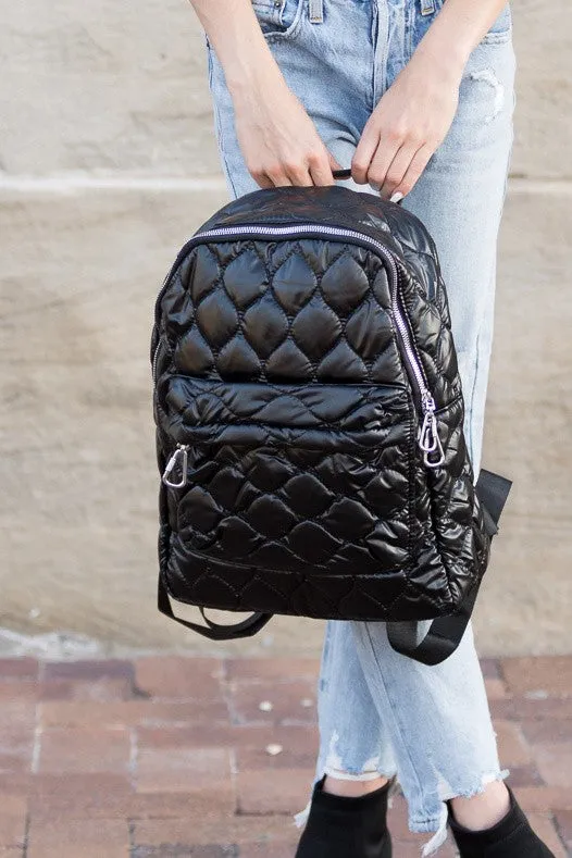 Puff Planet Quilted Metallic Puffer Backpack