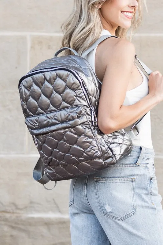 Puff Planet Quilted Metallic Puffer Backpack