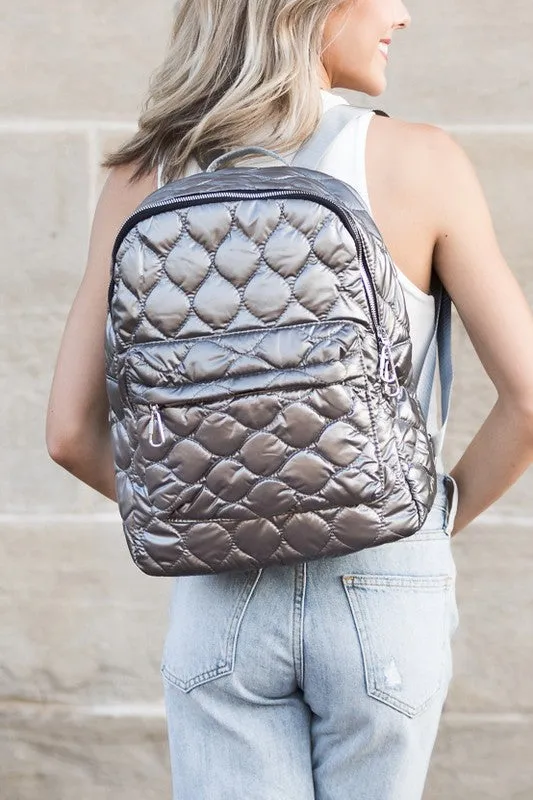 Puff Planet Quilted Metallic Puffer Backpack