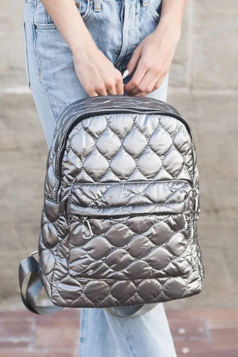 Puff Planet Quilted Metallic Puffer Backpack