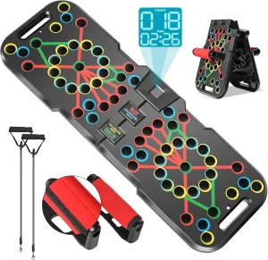 Push Up Board with Smart Count, Multi-Function 60 in 1 Push Up Bar (Foldable & Portable), Push up Handles for Floor, Professional Home Workout Equipment, Strength Training Equipment for Men & Women