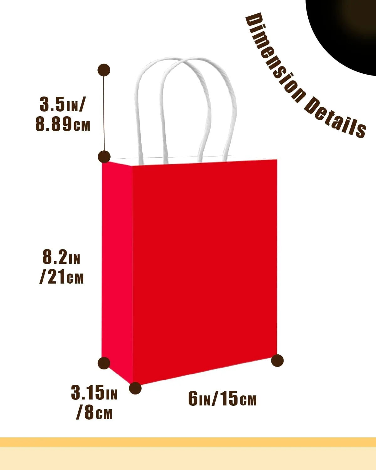 qiqee 100PCS Gift Bag with Handles Bulk Red Paper Bags Multiple Uses (8.3"x3"x6"inch Small Size)