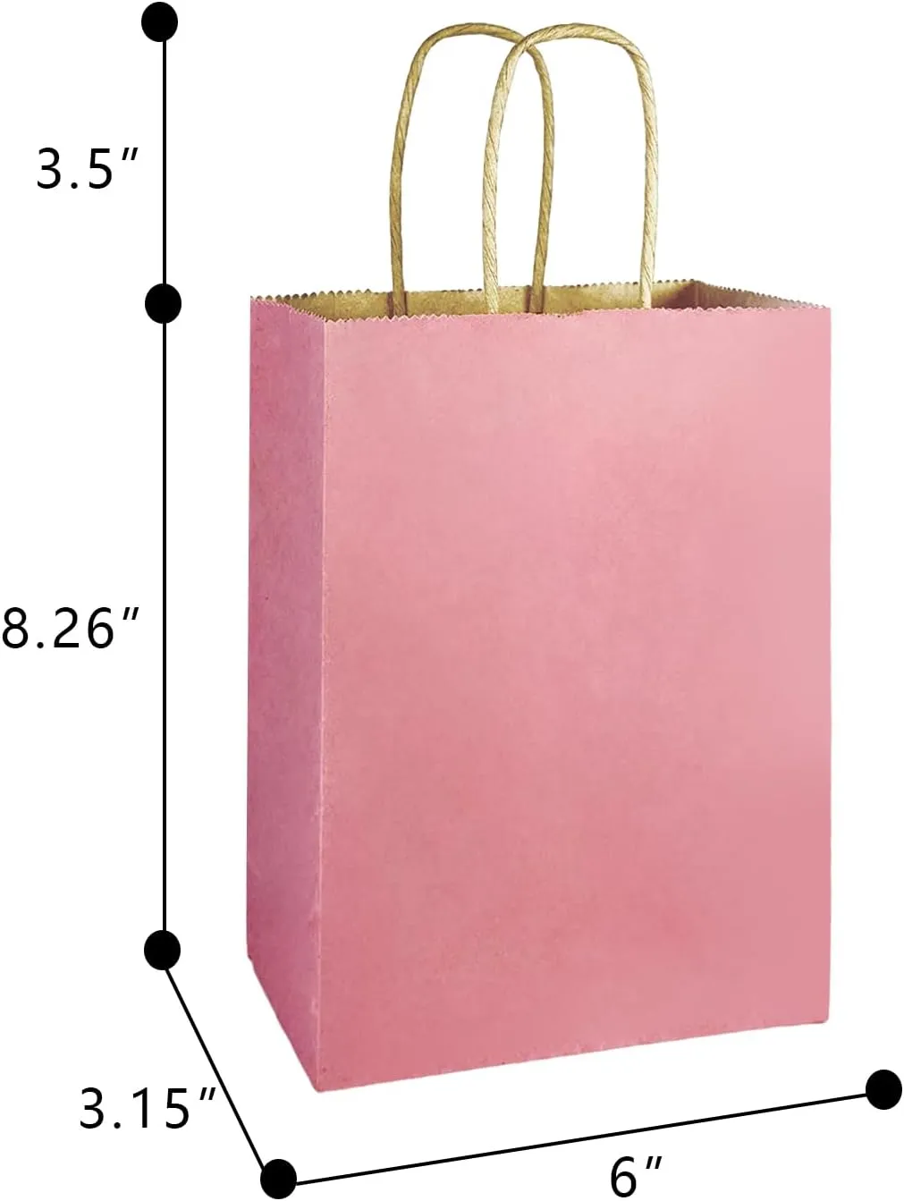 qiqee 32-Packs Paper Bags with Handles Bulk 8.26"×6"×3.15" Small Gift Bags 16 Different Senior Light Color Bags Multiple Uses（Small Size）
