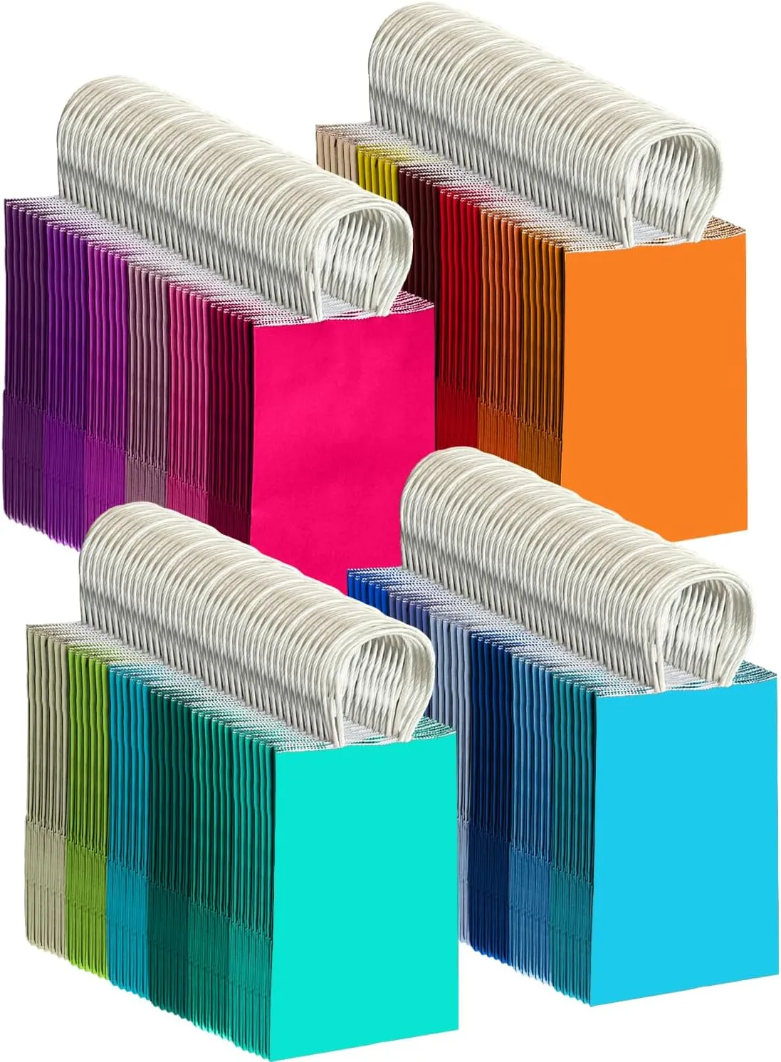 qiqee 48PCS Small Gift Bag with Handles Bulk 24 Colors Paper Party Bags 8.3"x6"x3" Multiple Uses (Small Size)