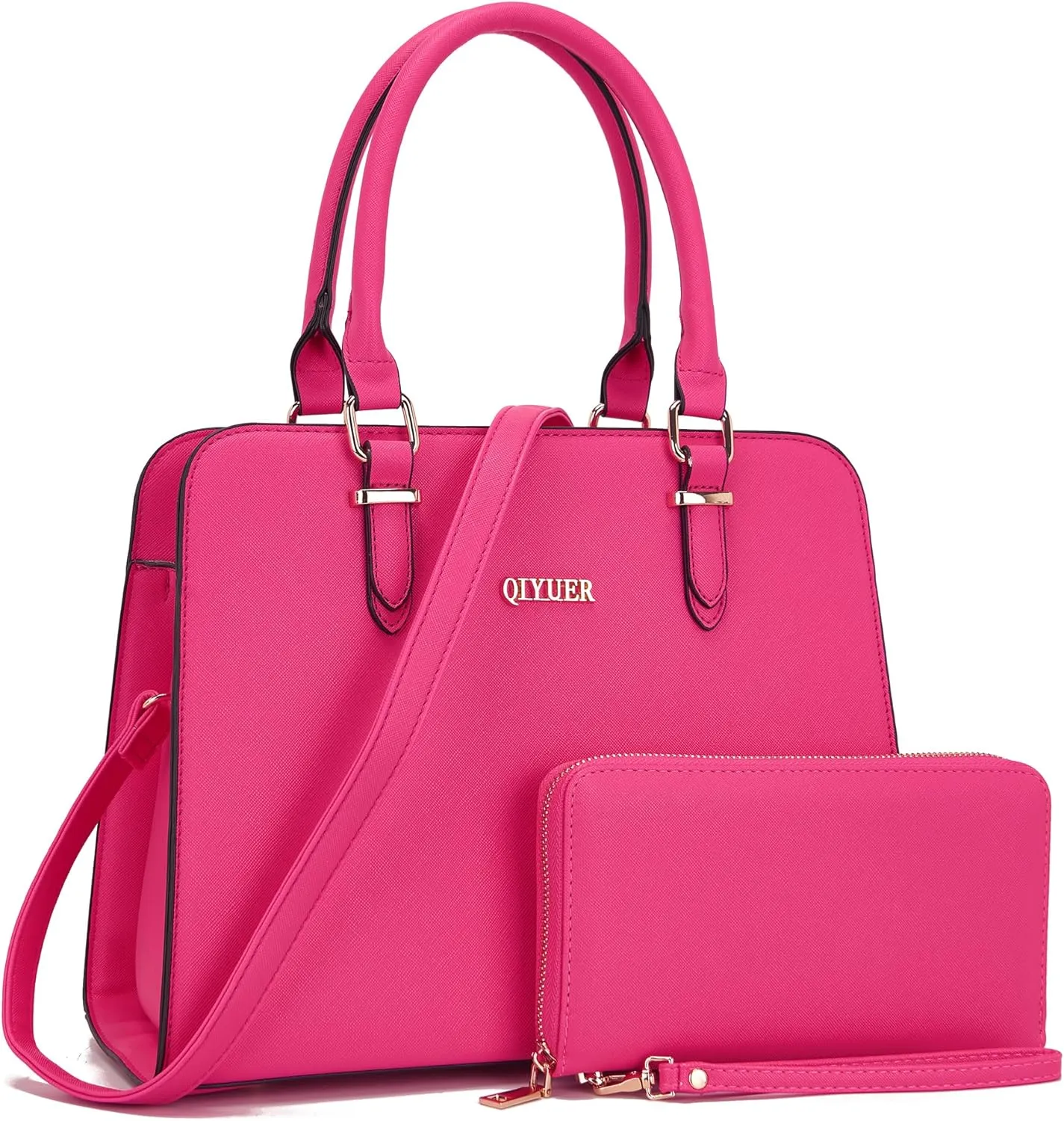 Qiyuer Satchel Purses For Women Top Handle Bag Purse And Wallet Set Work Tote Bags 2pcs