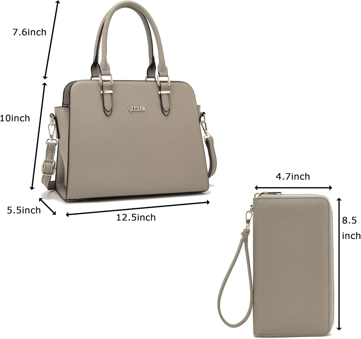 Qiyuer Satchel Purses For Women Top Handle Bag Purse And Wallet Set Work Tote Bags 2pcs