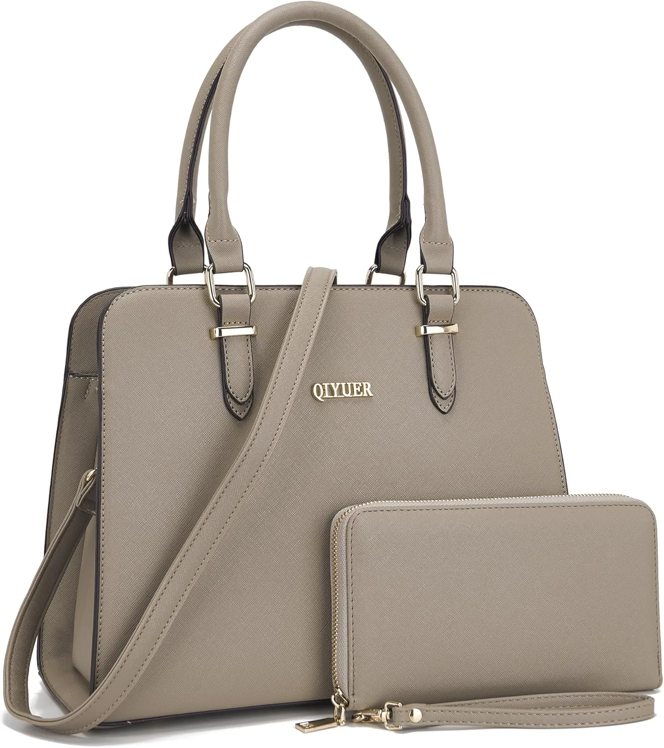 Qiyuer Satchel Purses For Women Top Handle Bag Purse And Wallet Set Work Tote Bags 2pcs