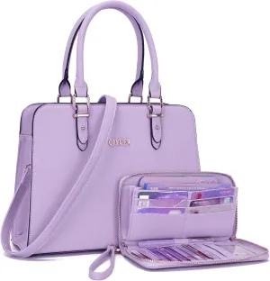 Qiyuer Satchel Purses For Women Top Handle Bag Purse And Wallet Set Work Tote Bags 2pcs