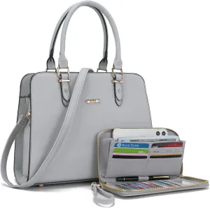 Qiyuer Satchel Purses For Women Top Handle Bag Purse And Wallet Set Work Tote Bags 2pcs