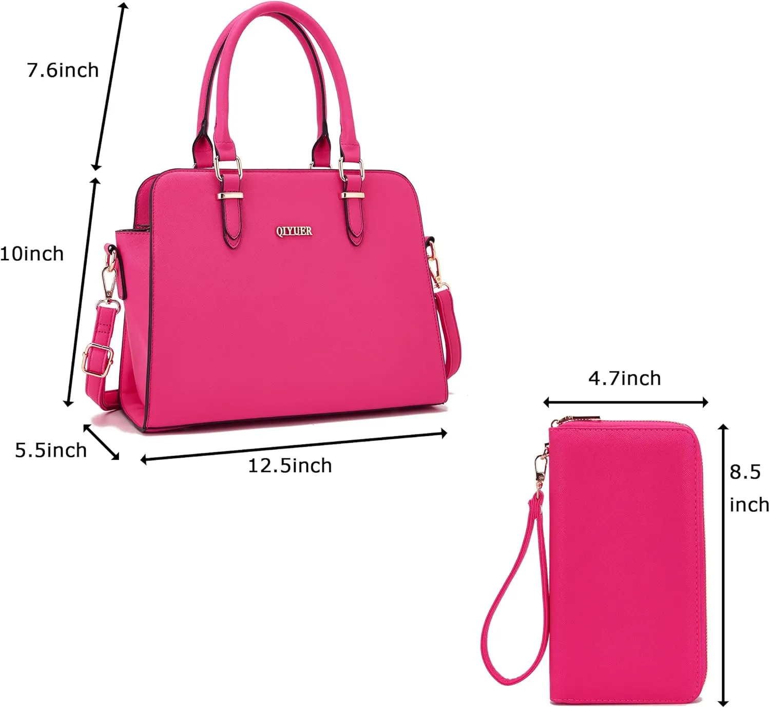 Qiyuer Satchel Purses For Women Top Handle Bag Purse And Wallet Set Work Tote Bags 2pcs