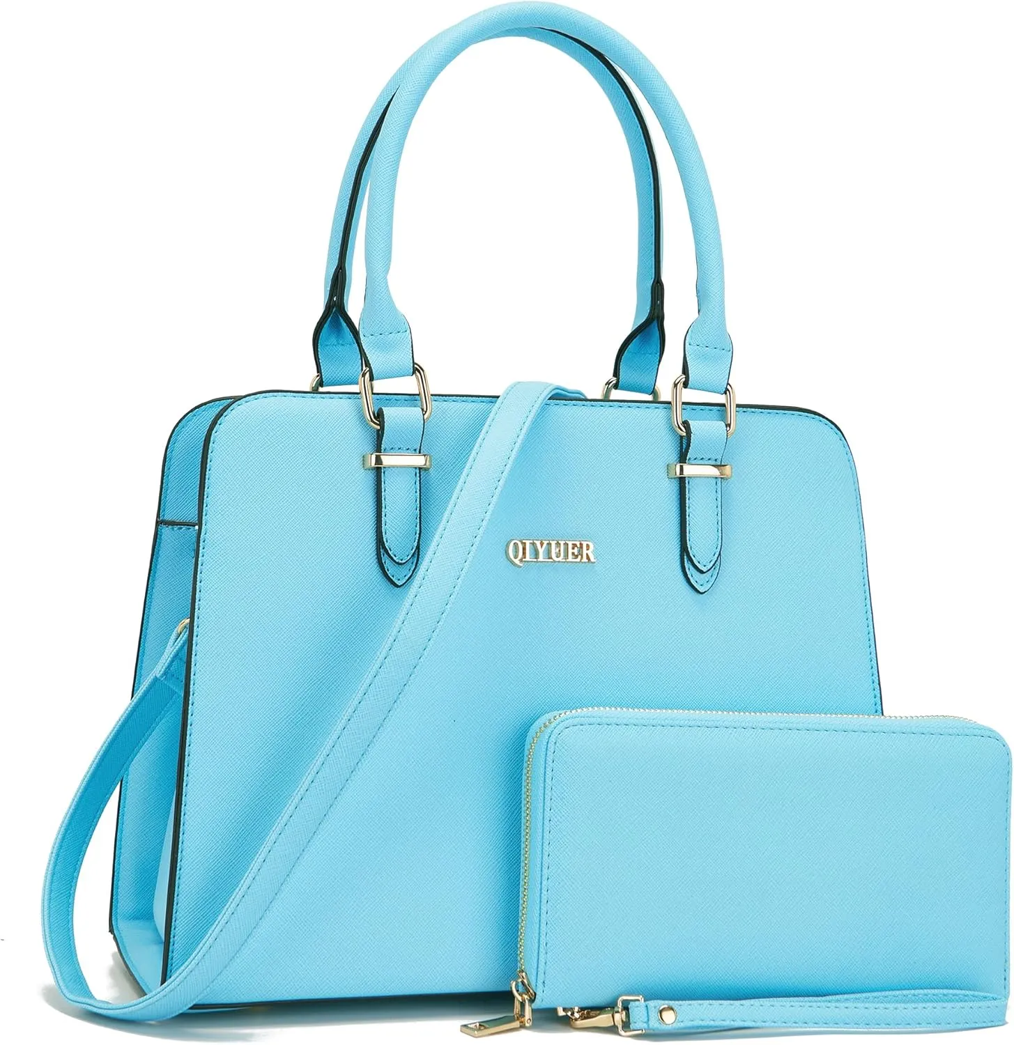 Qiyuer Satchel Purses For Women Top Handle Bag Purse And Wallet Set Work Tote Bags 2pcs