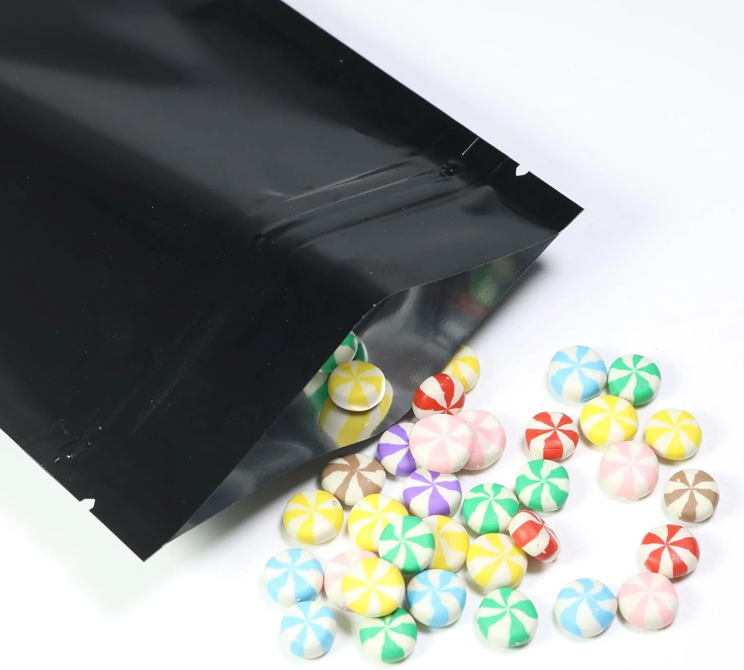 QQ Studio 100pcs Double-Sided Glossy Metallic Mylar Flat Packaging QuickQlick™ Bags (3.3" x 5.1", Glossy Black)