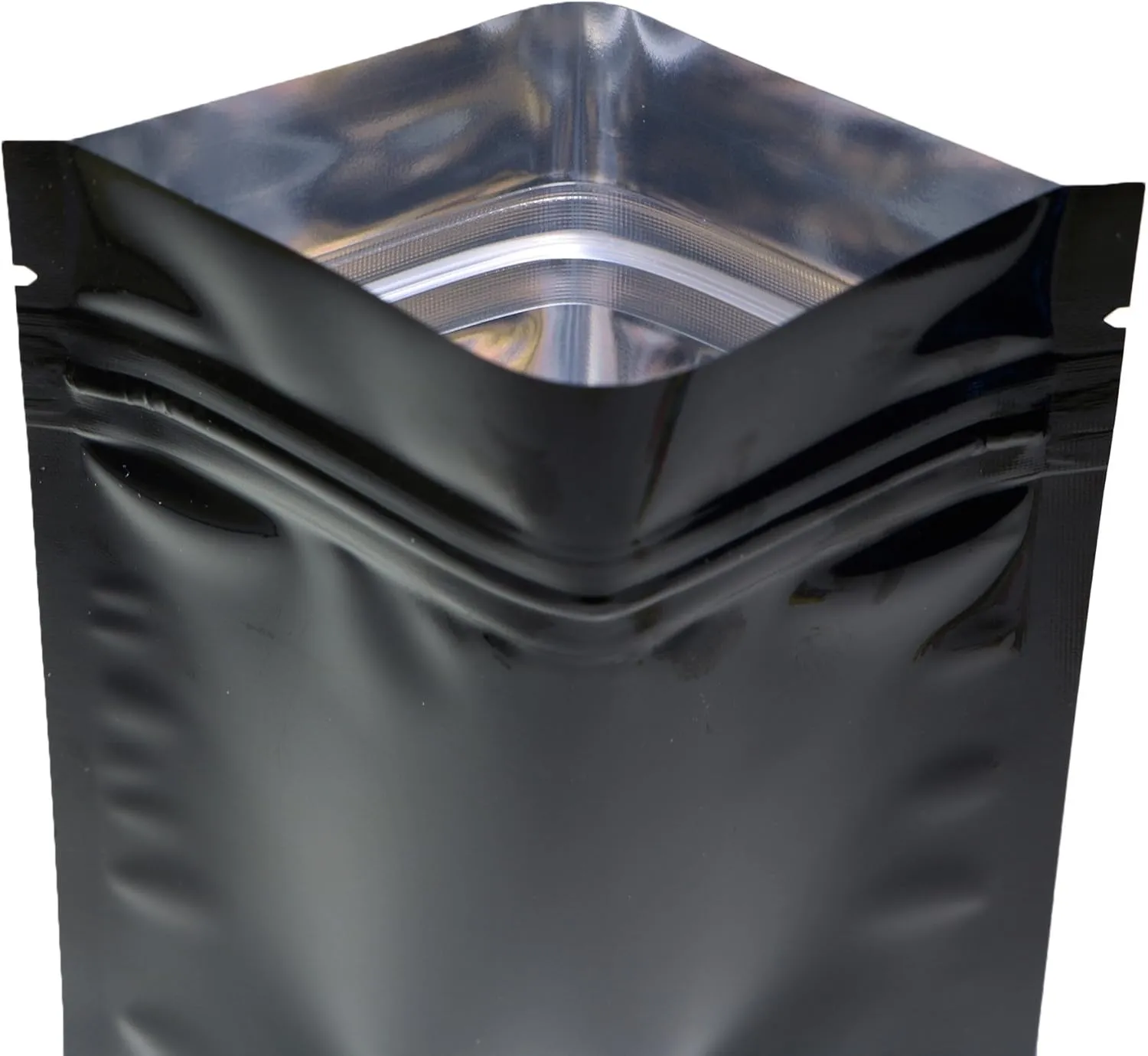 QQ Studio 100pcs Double-Sided Glossy Metallic Mylar Flat Packaging QuickQlick™ Bags (3.3" x 5.1", Glossy Black)