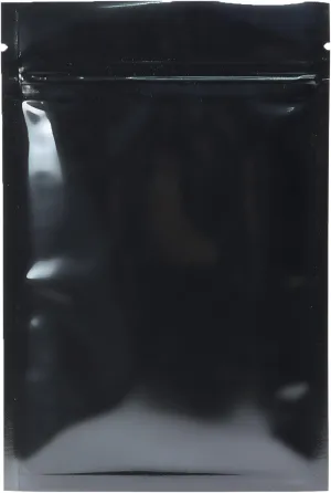 QQ Studio 100pcs Double-Sided Glossy Metallic Mylar Flat Packaging QuickQlick™ Bags (3.3" x 5.1", Glossy Black)