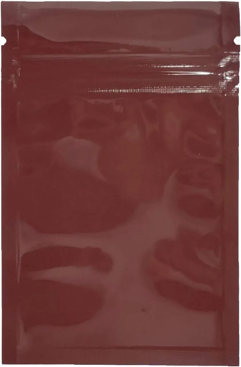 QQ Studio 100pcs Double-Sided Glossy Metallic Mylar Flat Packaging QuickQlick™ Bags (3.3" x 5.1", Glossy Brown)