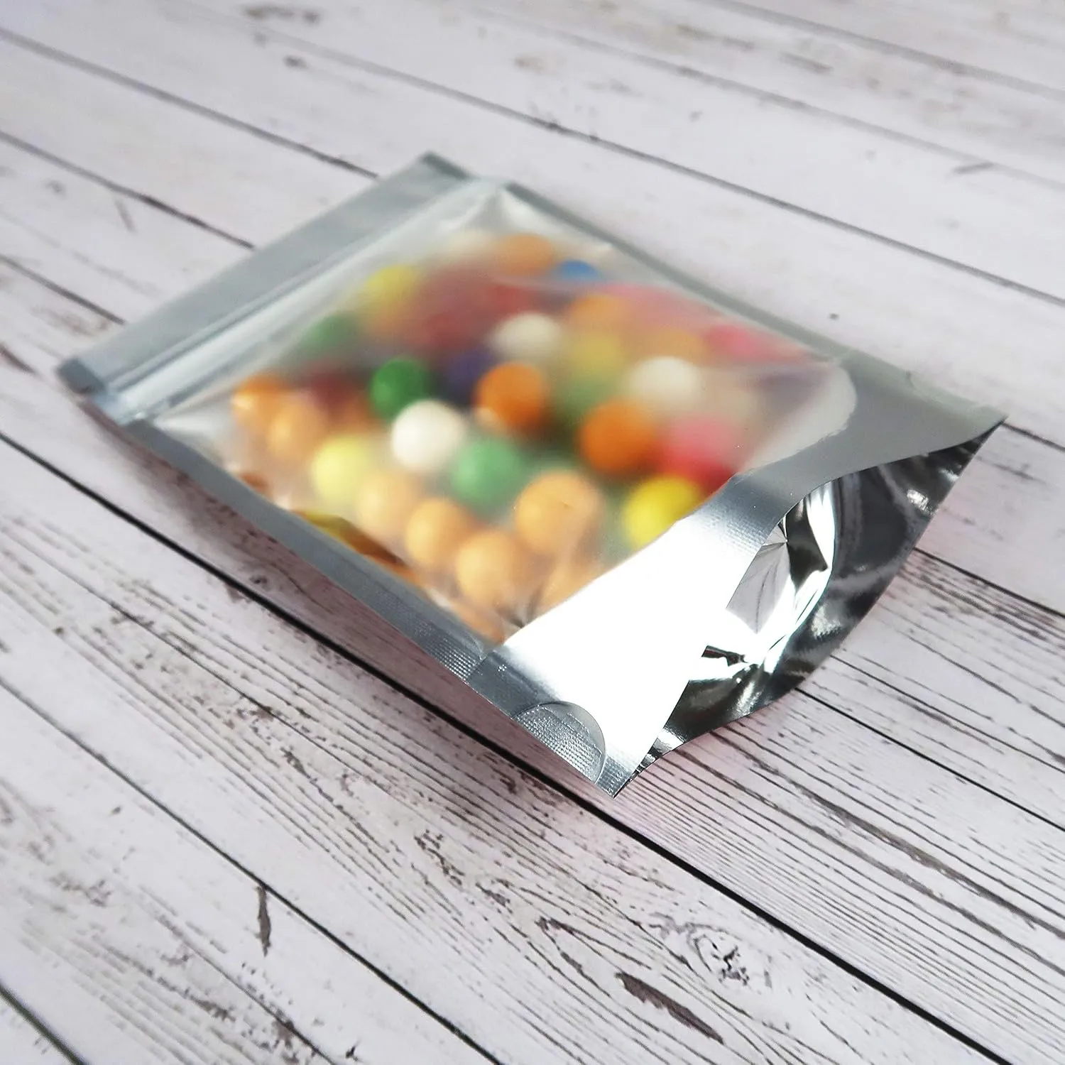QQ Studio 100PCS Matte Clear Front Silver Back Stand-Up 1oz Bags (8.5x13cm (3.3x5.1"), Translucent/Silver)