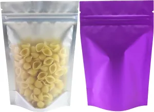 QQ Studio 100PCS Matte Double-Sided Colored Stand-Up Bags (8.5x13cm (3.3x5.1"), Translucent/Purple)