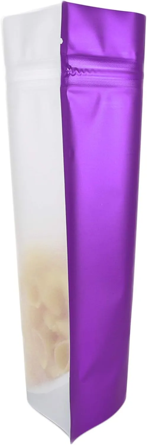 QQ Studio 100PCS Matte Double-Sided Colored Stand-Up Bags (8.5x13cm (3.3x5.1"), Translucent/Purple)