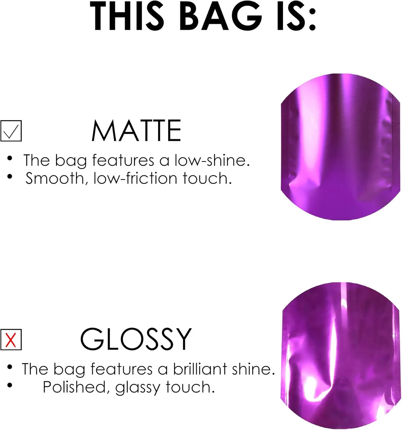 QQ Studio 100PCS Matte Double-Sided Colored Stand-Up Bags (8.5x13cm (3.3x5.1"), Translucent/Purple)