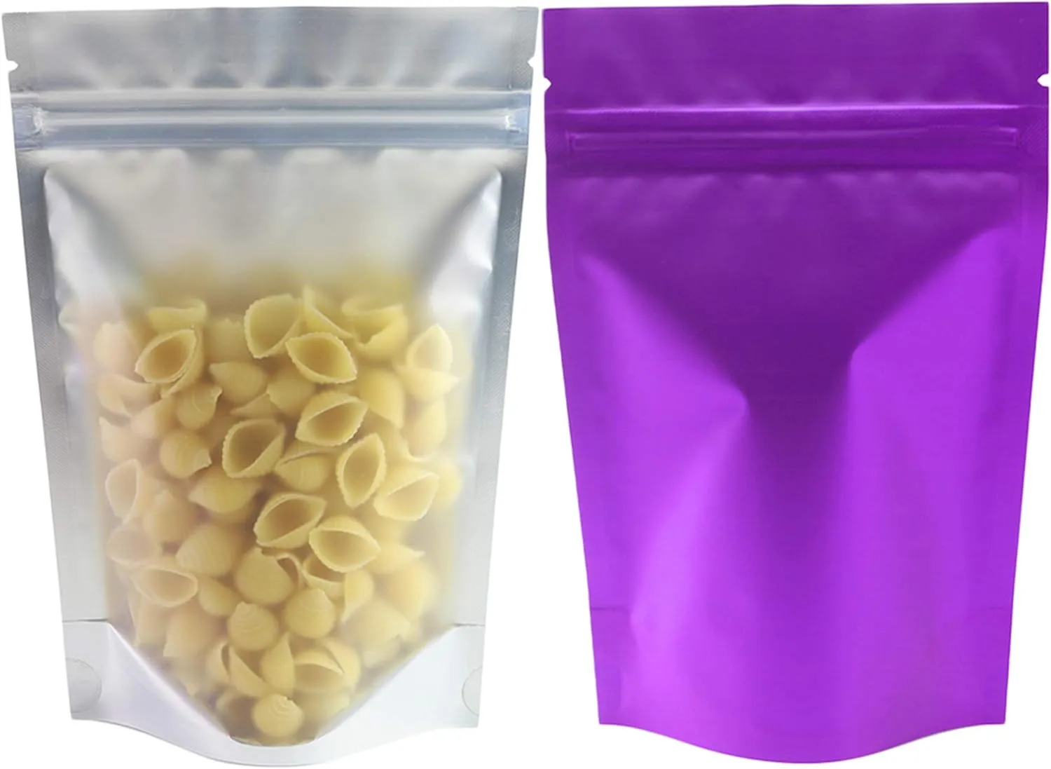 QQ Studio 100PCS Matte Double-Sided Colored Stand-Up Bags (8.5x13cm (3.3x5.1"), Translucent/Purple)
