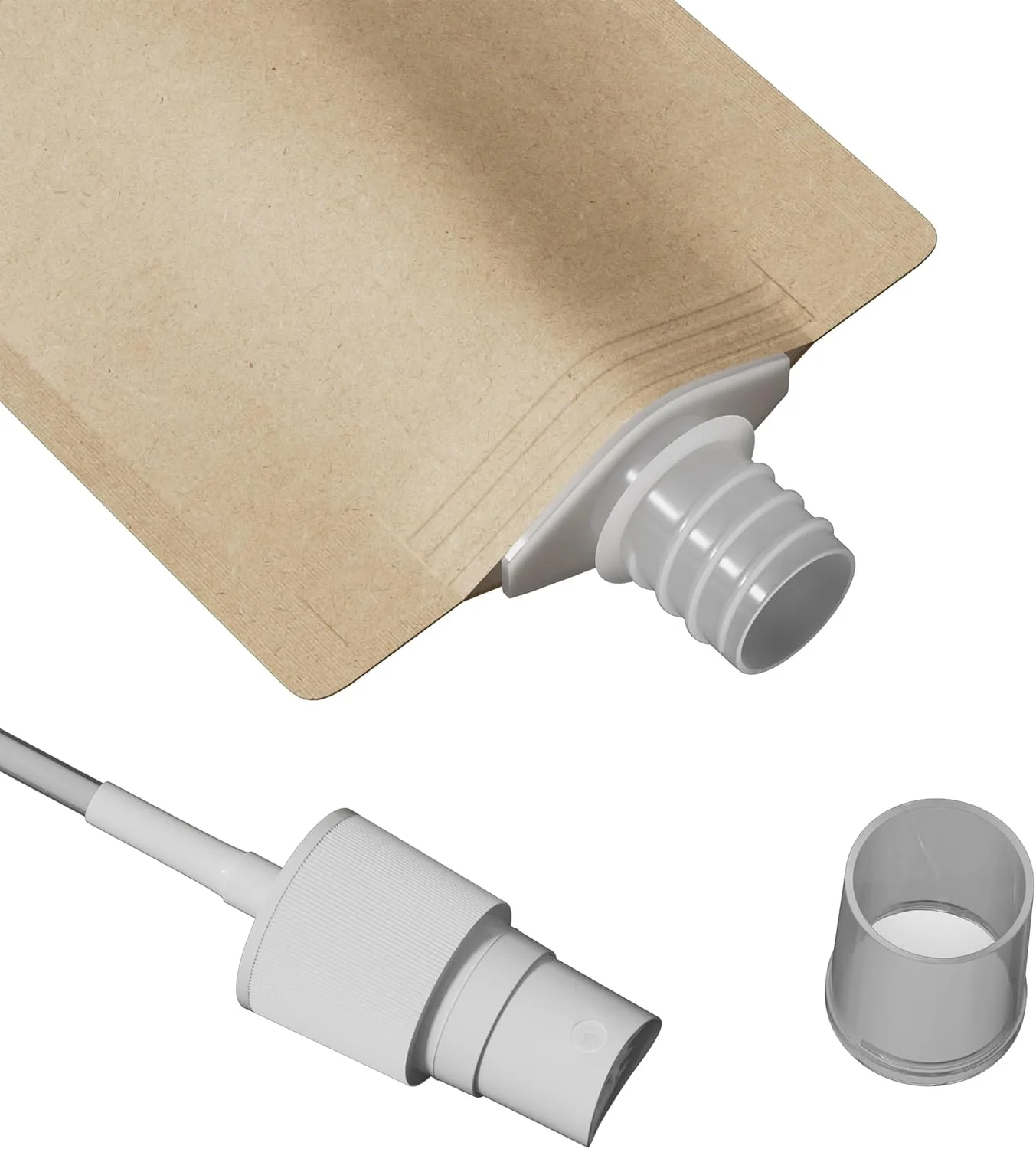 QQ Studio 50 Piece Reudsable Fine Mist Spray Bottle Pouch for Liquid Hair Spray Perfume Travel Size Stand Up Bags (Brown Kraft, 3.38 oz)