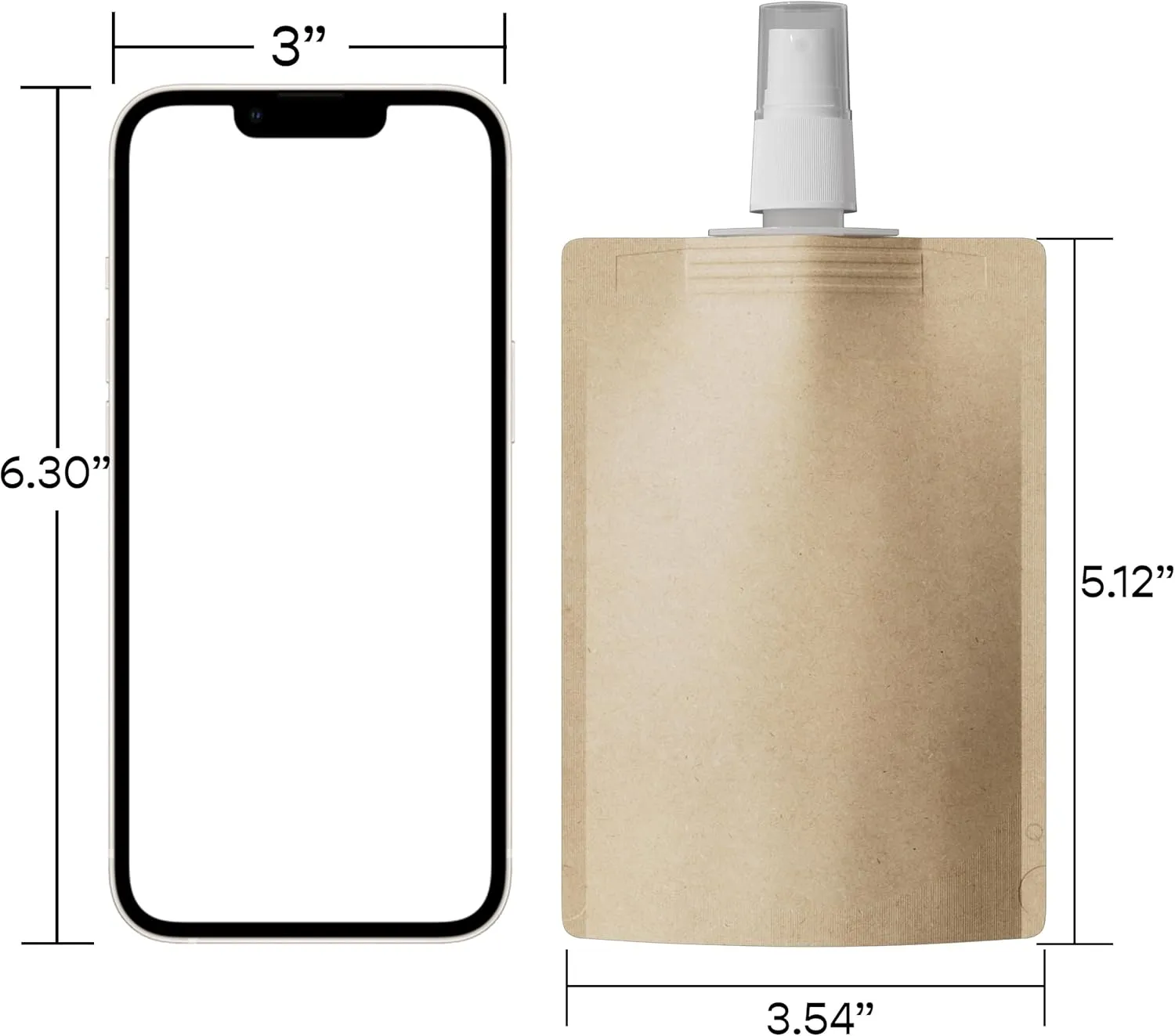 QQ Studio 50 Piece Reudsable Fine Mist Spray Bottle Pouch for Liquid Hair Spray Perfume Travel Size Stand Up Bags (Brown Kraft, 3.38 oz)