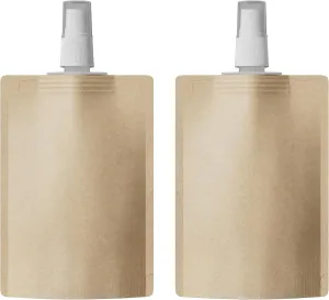 QQ Studio 50 Piece Reudsable Fine Mist Spray Bottle Pouch for Liquid Hair Spray Perfume Travel Size Stand Up Bags (Brown Kraft, 3.38 oz)