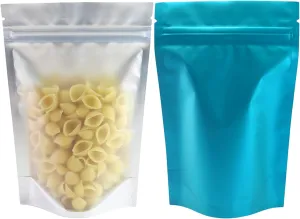 QQ Studio Pack of 100 Translucent/Silver/Color Stand-Up Resealable Zipper Pouch (3.3" x 5.1", Matte Blue)