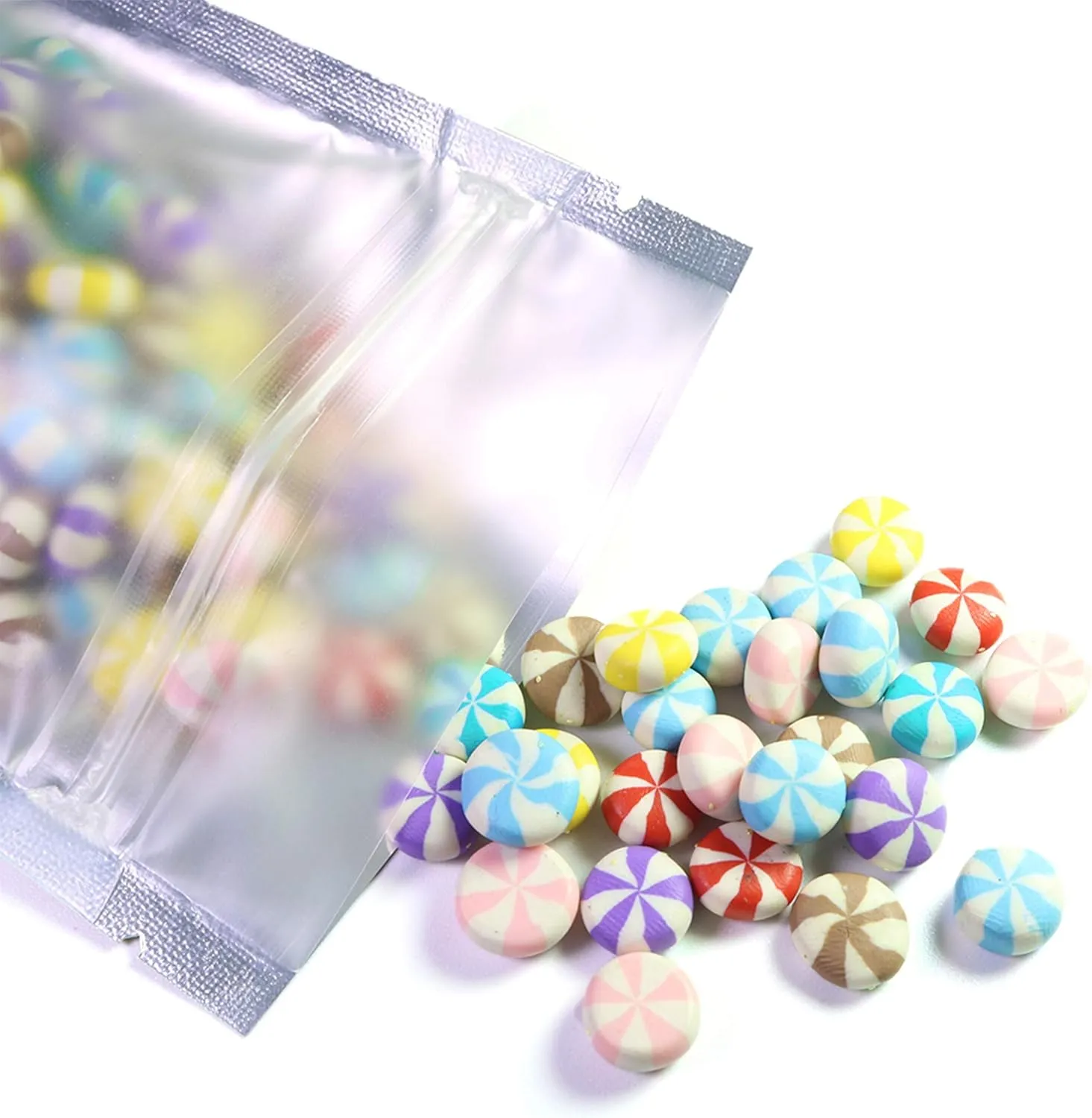 QQ Studio Pack of 100 Translucent/Silver/Color Stand-Up Resealable Zipper Pouch (3.3" x 5.1", Matte Blue)